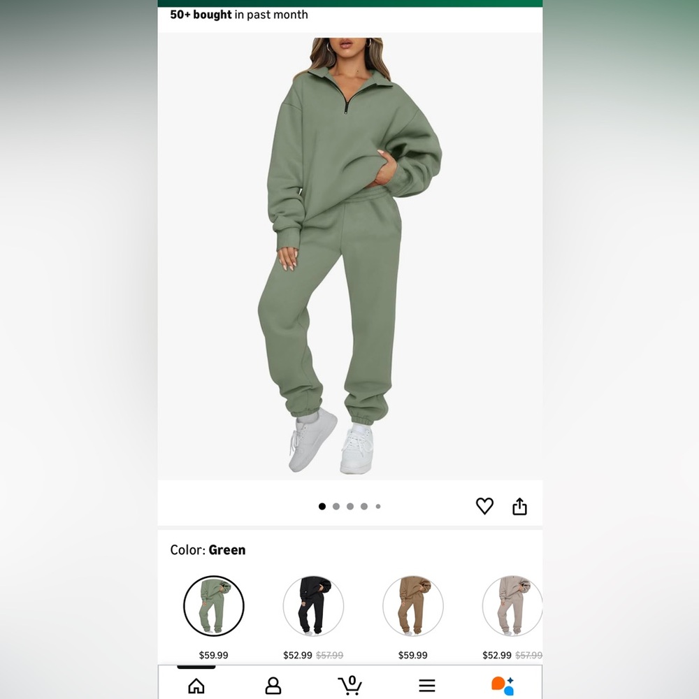 Automet Green Women's Sweatsuit Set, size S